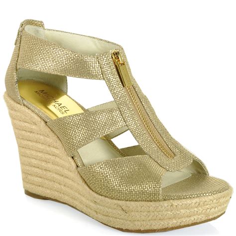 michael kors beth wedge gold|Michael Kors zipper wedges.